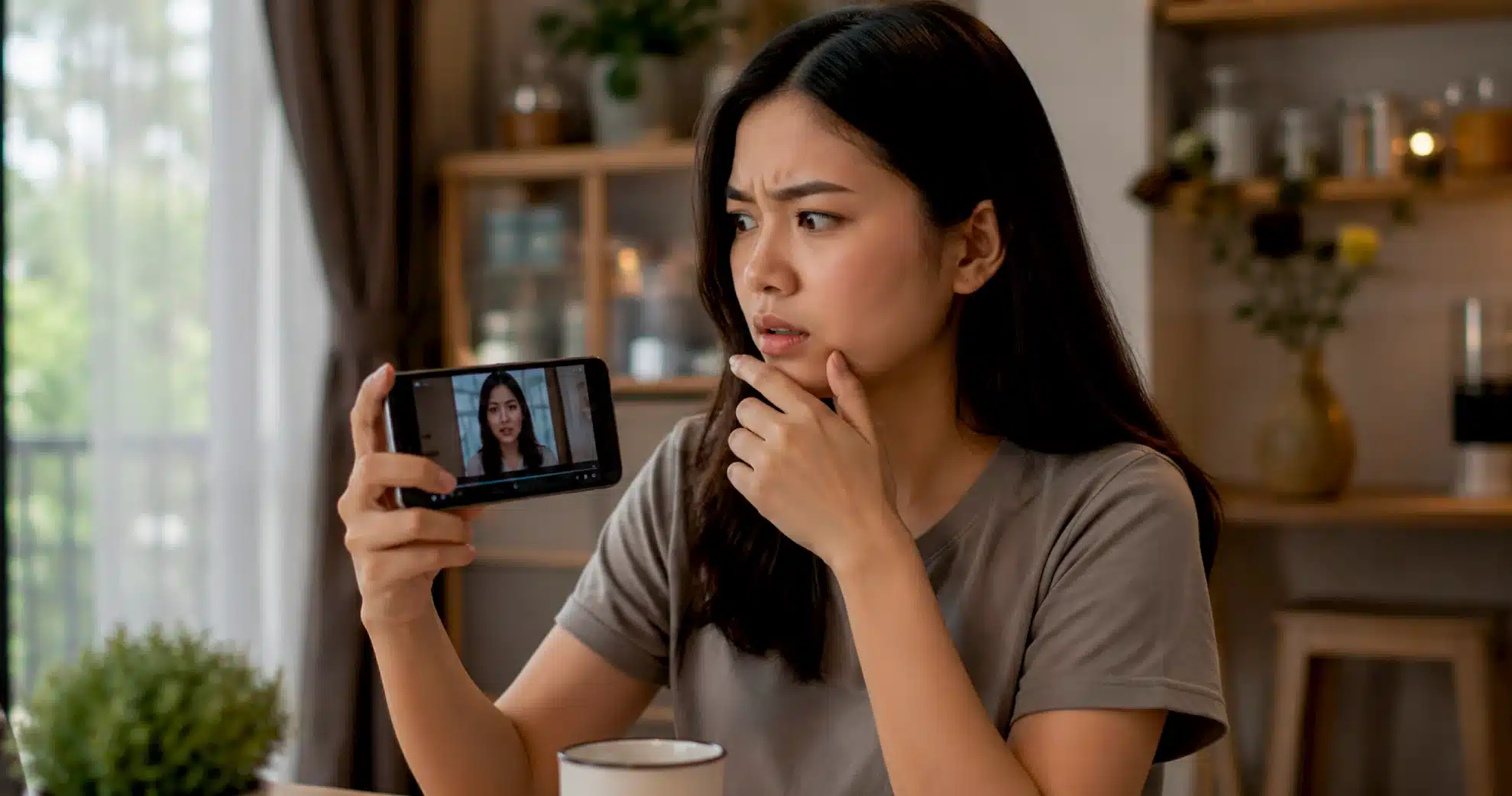 Beranda V2 11 Seseorang memeriksa video yang tampak asli untuk mengenali tanda-tanda deepfake AI sebelum mempercayainya.