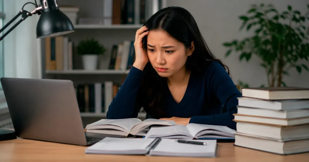 Mahasiswa mempelajari berbagai sumber penelitian untuk memahami langkah awal systematic literature review.
