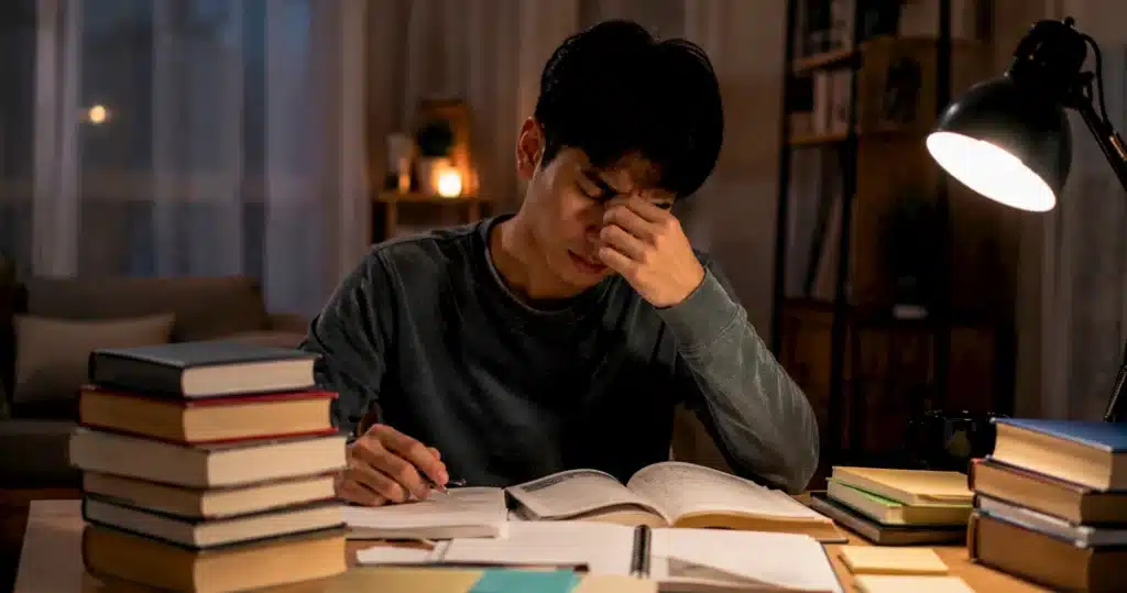 Mahasiswa membaca buku dalam waktu lama tetapi masih kesulitan memahami dan mengingat materi.